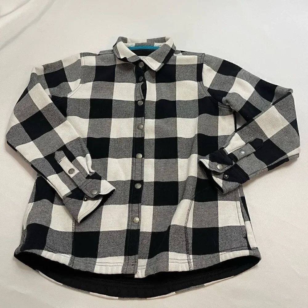 Orvis Black White Plaid Button Up Shirt Size Medium